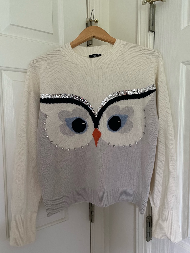 Kate Spade New York Hoot Embellished Owl Sweater (Sz. M)